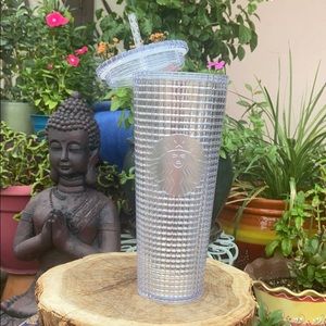 New Starbucks Limited Edition Silver Disco Grid Holiday Venti Cup / Tumbler